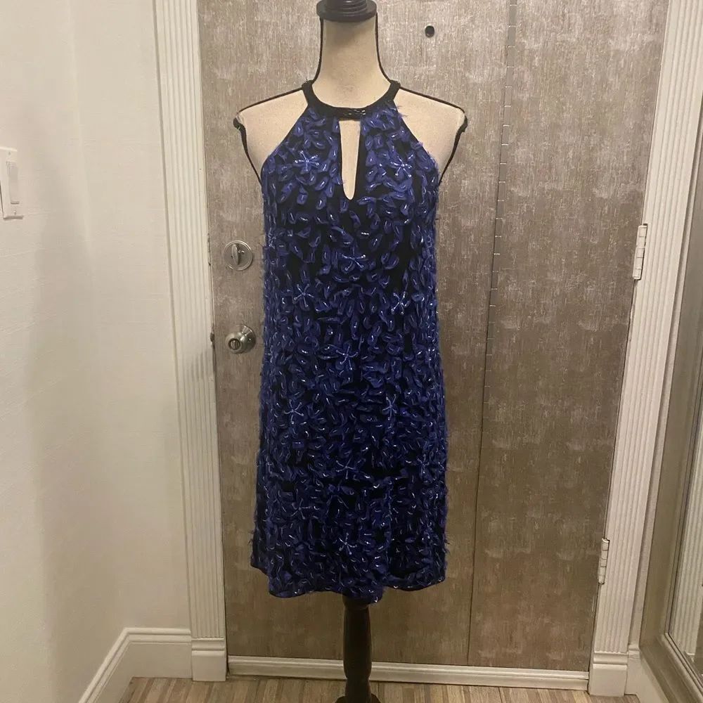 Parker black label 100% silk embellished dress, size 4